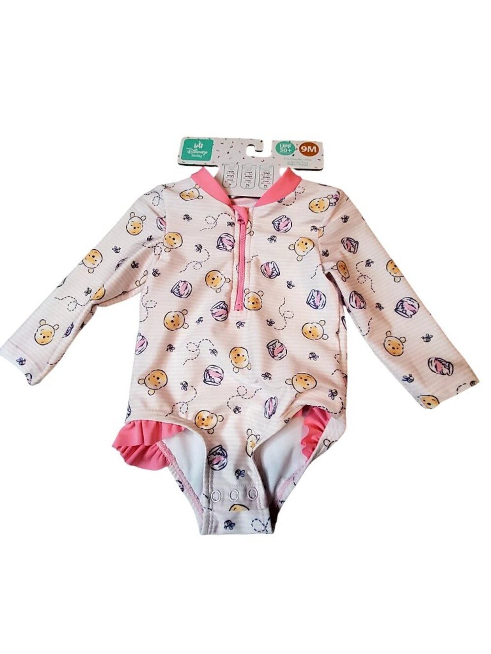 Disney Baby Winnie The Pooh UPF 50+ One-Piece Rash Guard Swimsuit  Size 9M